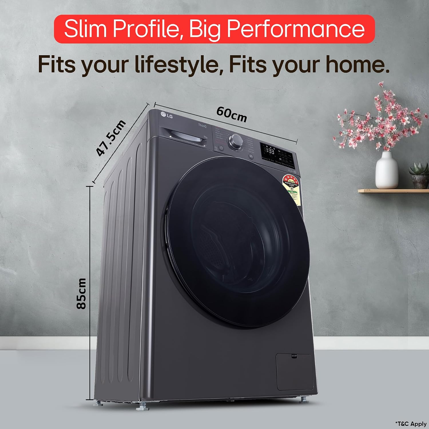 LG Smart Choice, 9 Kg, 5 Star, AI Direct Drive Technology, Steam, 6 Motion DD & Wi-Fi Fully-Automatic Front Load Washing Machine (FHP1209Z5M, Intelligent & Convenient Fabric Care, Middle Black)