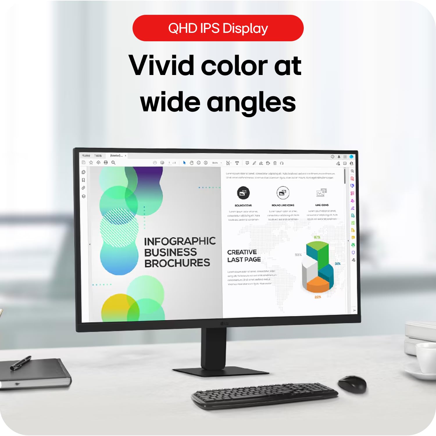 LG 27U631A 68.47 cm (27 Inch) QHD (2560x1440) IPS PC Monitor with 100Hz, 5ms (GtG) HDR10, Flicker Safe & Reader Mode HDMI, USB-C, Tilt Adjustable, 3-Side Virtually Borderless Design sRGB 99% (Black)