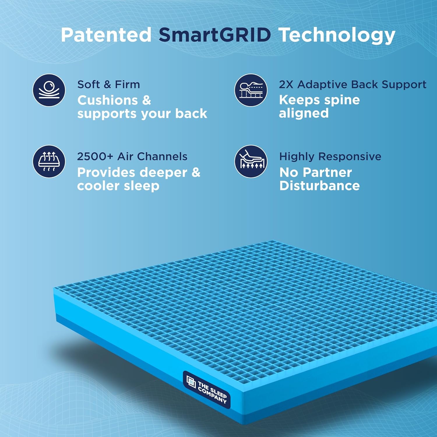 The Sleep Company SmartGRID Ortho Mattress | Japanese Patented Technology | AIHA Certified | Medium Firm Orthopedic Mattress for Back Pain Relief | 10 Years Warranty | King Size Bed 72x72x8