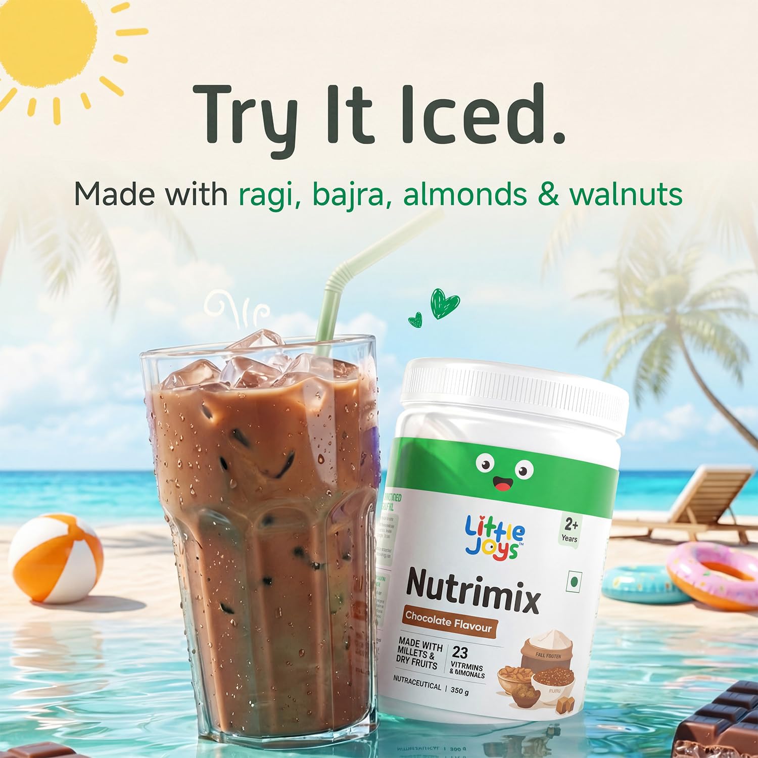 Little Joys Chocolate Nutrimix 350g Powder | 2-6 Years | No Refined Sugar | 24 essential Vitamin & mineral|5g protein per serving | Supports Overall Health & Boosts Immunity | with Ragi,Bajra,Almonds & Oats