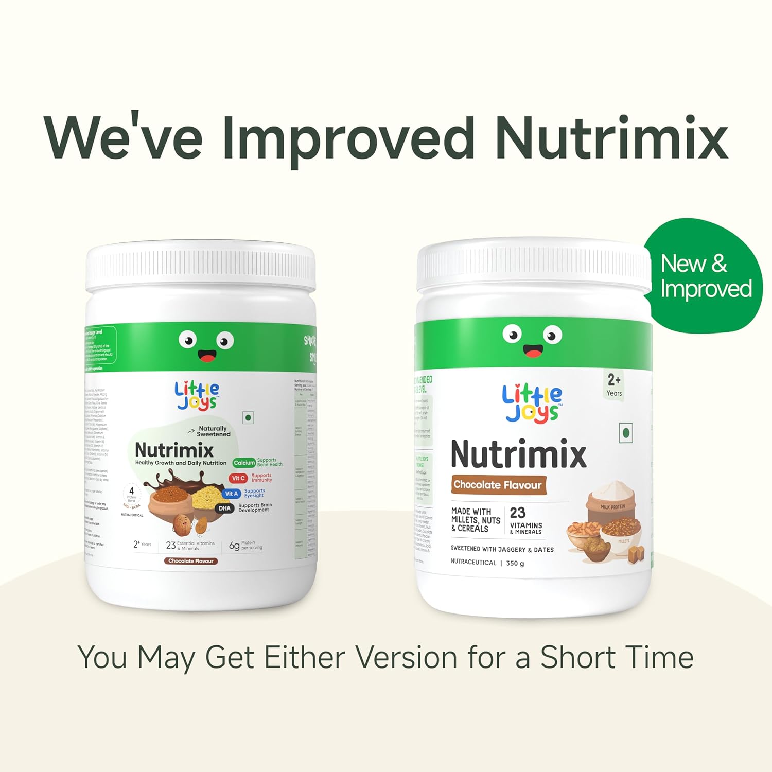 Little Joys Chocolate Nutrimix 350g Powder | 2-6 Years | No Refined Sugar | 24 essential Vitamin & mineral|5g protein per serving | Supports Overall Health & Boosts Immunity | with Ragi,Bajra,Almonds & Oats
