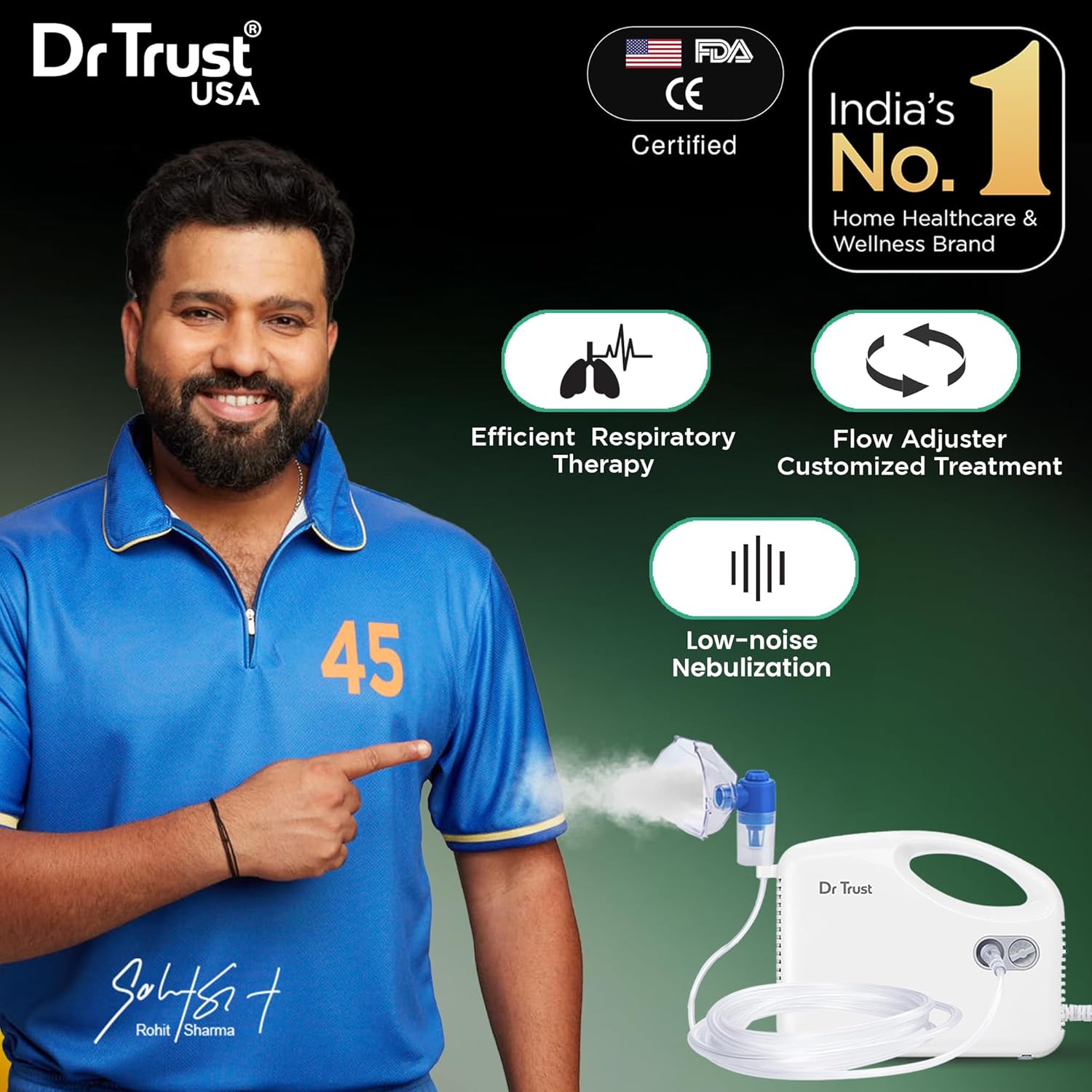 Dr Trust USA Compressor Nebulizer Machine Complete Kit for Adults and Kids with Mask (White)