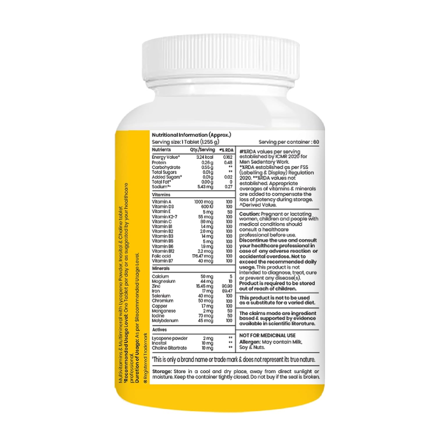 Tata 1mg Multivitamin for Men | 13 Vitamins, 10 Minerals, Zinc & Magnesium | Energy, Immunity, Vitality & Muscle Strength | 60 Tablets | 1 Per Day