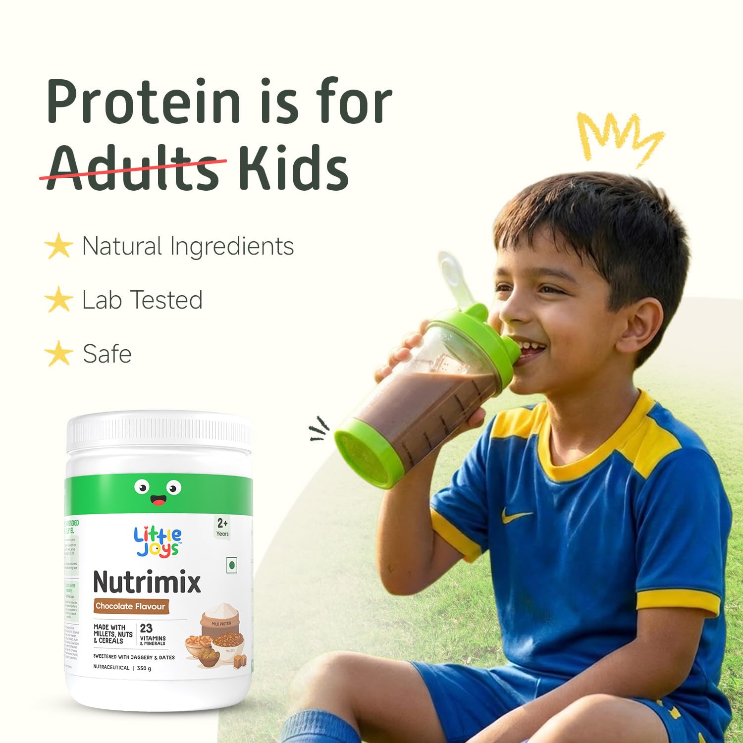 Little Joys Chocolate Nutrimix 350g Powder | 2-6 Years | No Refined Sugar | 24 essential Vitamin & mineral|5g protein per serving | Supports Overall Health & Boosts Immunity | with Ragi,Bajra,Almonds & Oats