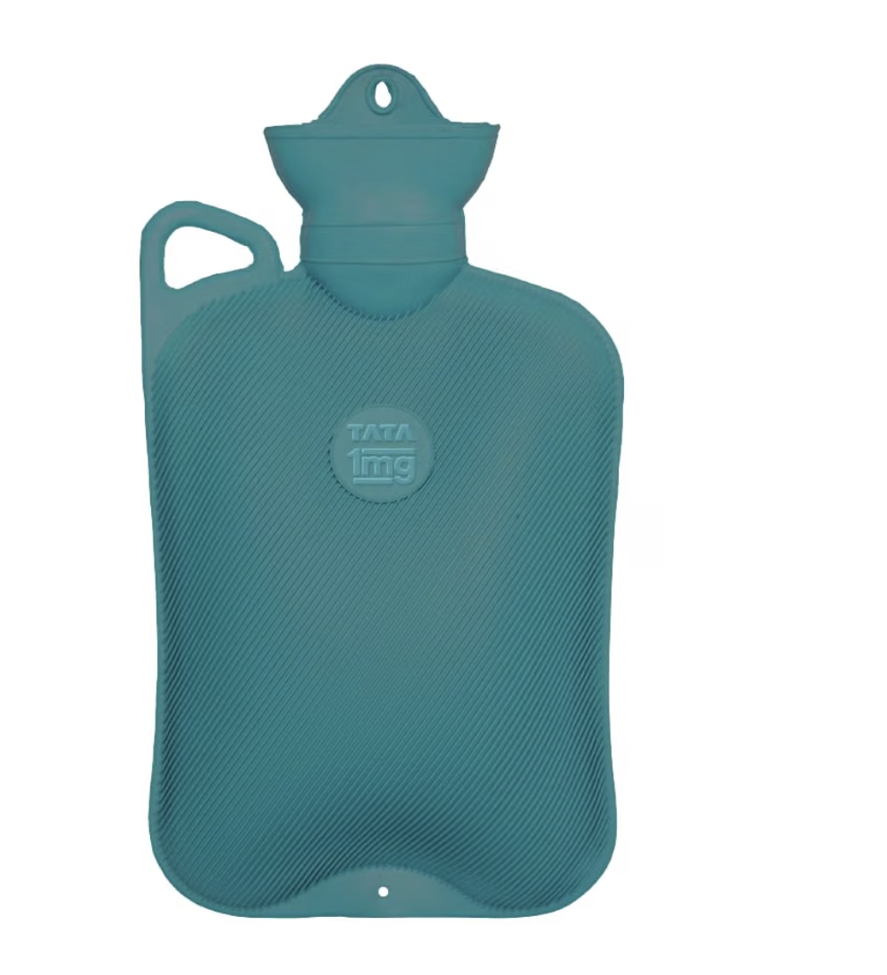 TATA 1MG Hot Water Bag (2Ltr) | Heating Bag For Period Cramps & Pain Relief | Leak- Proof Design With Additional Washer & Fishtail Inlet| Long Heat Retention | For Back, Neck & Joint Pain | Teal