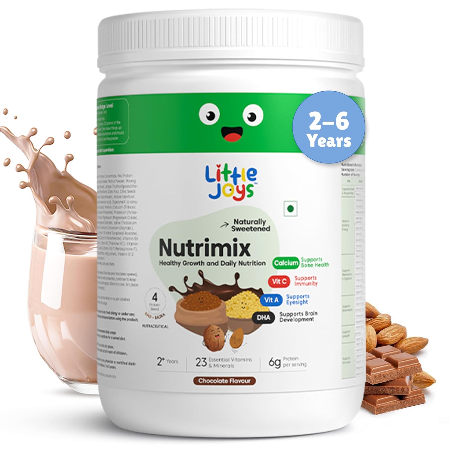 Little Joys Chocolate Nutrimix 350g Powder | 2-6 Years | No Refined Sugar | 24 essential Vitamin & mineral|5g protein per serving | Supports Overall Health & Boosts Immunity | with Ragi,Bajra,Almonds & Oats